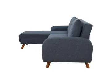 Malkiat 3-seter Høyre L-formet Hjørnesovesofa i Stoff med Tremben - Blå - Møbler - Sofaer - Sovesofaer - Sovesofa divan