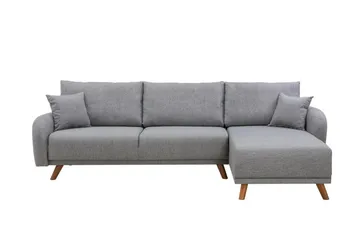 Malkiat 4-seter Høyre Hjørnesovesofa med Sjeselong 125x260 cm i Stoff - Grå - Møbler - Sofaer - Sovesofaer - Sovesofa divan