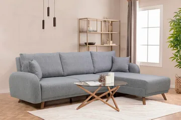 Malkiat 4-seter Høyre Hjørnesovesofa med Sjeselong 125x260 cm i Stoff - Grå - Møbler - Sofaer - Sovesofaer - Sovesofa divan