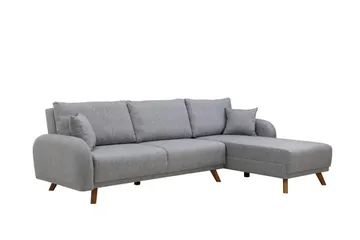 Malkiat 4-seter Høyre Hjørnesovesofa med Sjeselong 125x260 cm i Stoff - Grå - Møbler - Sofaer - Sovesofaer - Sovesofa divan