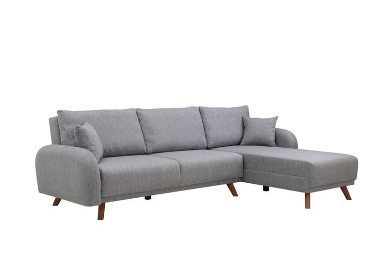 Malkiat 4-seter Høyre Hjørnesovesofa med Sjeselong 125x260 cm i Stoff - Grå - Møbler - Sofaer - Sovesofaer - Sovesofa divan