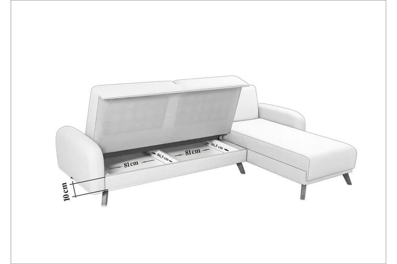 Malkiat 4-seter Høyre Hjørnesovesofa Utrettbar 125x260 cm med Oppbevaring i Stoff - Grå - Møbler - Sofaer - Sovesofaer - Sovesofa divan