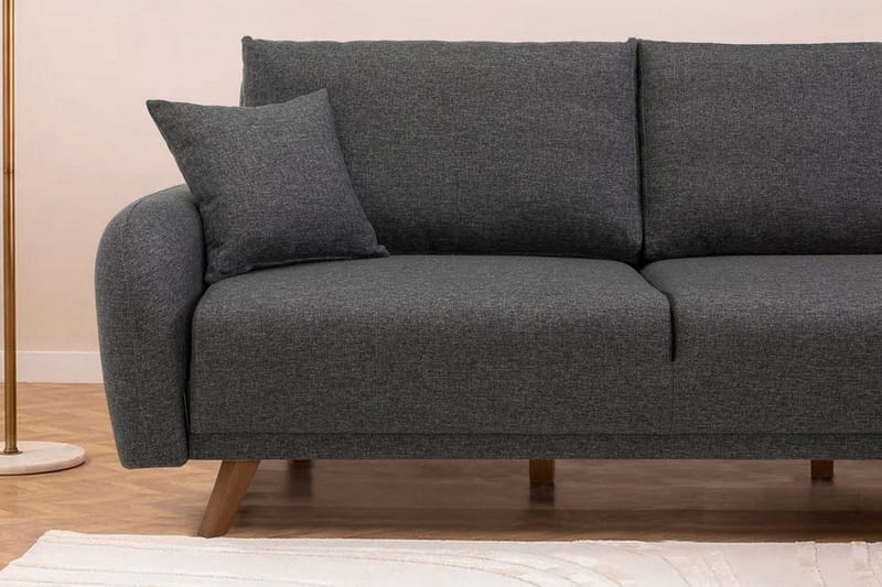 Malkiat 4-seter Høyre Hjørnesovesofa Utrettbar 125x260 cm med Oppbevaring i Stoff - Grå - Møbler - Sofaer - Sovesofaer - Sovesofa divan