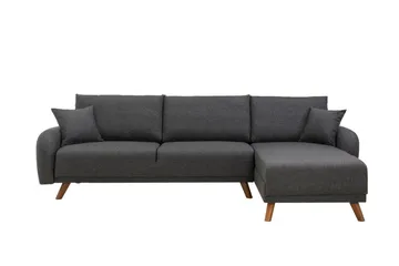 Malkiat 4-seter Høyre Hjørnesovesofa Utrettbar 125x260 cm med Oppbevaring i Stoff - Grå - Møbler - Sofaer - Sovesofaer - Sovesofa divan
