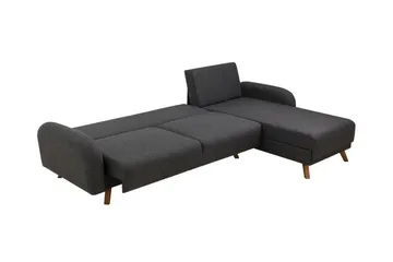 Malkiat 4-seter Høyre Hjørnesovesofa Utrettbar 125x260 cm med Oppbevaring i Stoff - Grå - Møbler - Sofaer - Sovesofaer - Sovesofa divan