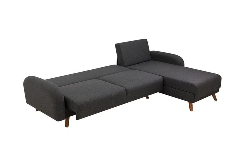Malkiat 4-seter Høyre Hjørnesovesofa Utrettbar 125x260 cm med Oppbevaring i Stoff - Grå - Møbler - Sofaer - Sovesofaer - Sovesofa divan