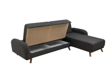 Malkiat 4-seter Høyre Hjørnesovesofa Utrettbar 125x260 cm med Oppbevaring i Stoff - Grå - Møbler - Sofaer - Sovesofaer - Sovesofa divan