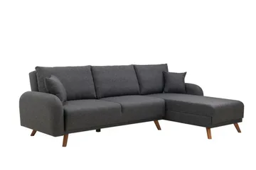 Malkiat 4-seter Høyre Hjørnesovesofa Utrettbar 125x260 cm med Oppbevaring i Stoff - Grå - Møbler - Sofaer - Sovesofaer - Sovesofa divan