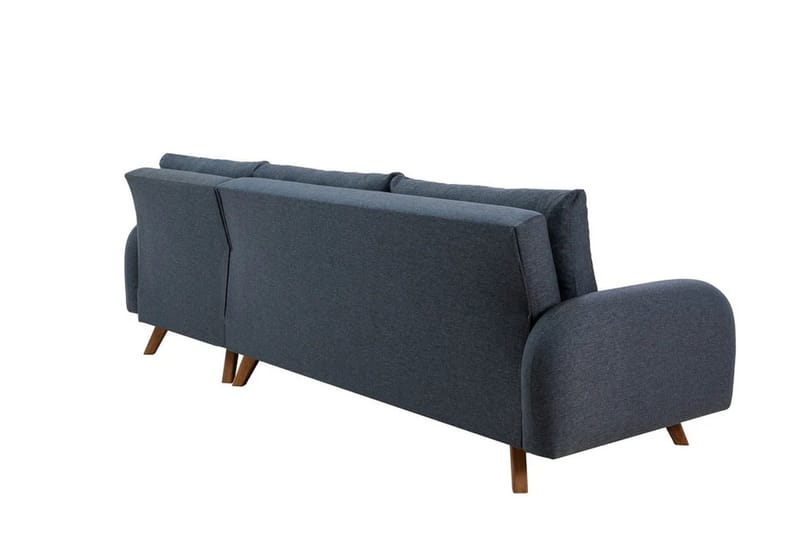 Malkiat 4-seter Høyre L-formet Hjørnesovesofa 125x260 cm med Oppbevaring i Stoff - Blå - Møbler - Sofaer - Sovesofaer - Sovesofa divan