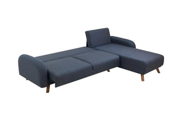 Malkiat 4-seter Høyre L-formet Hjørnesovesofa 125x260 cm med Oppbevaring i Stoff - Blå - Møbler - Sofaer - Sovesofaer - Sovesofa divan