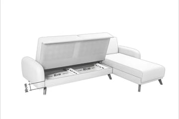Malkiat 4-seter Høyre L-formet Hjørnesovesofa 125x260 cm med Oppbevaring i Stoff - Blå - Møbler - Sofaer - Sovesofaer - Sovesofa divan