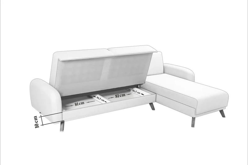 Malkiat 4-seter Høyre L-formet Hjørnesovesofa 125x260 cm med Oppbevaring i Stoff - Blå - Møbler - Sofaer - Sovesofaer - Sovesofa divan