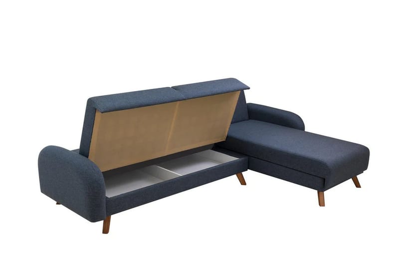 Malkiat 4-seter Høyre L-formet Hjørnesovesofa 125x260 cm med Oppbevaring i Stoff - Blå - Møbler - Sofaer - Sovesofaer - Sovesofa divan