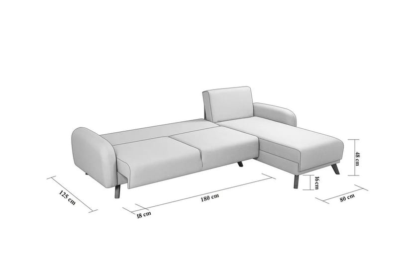 Malkiat 4-seter Høyre L-formet Hjørnesovesofa 125x260 cm med Oppbevaring i Stoff - Blå - Møbler - Sofaer - Sovesofaer - Sovesofa divan