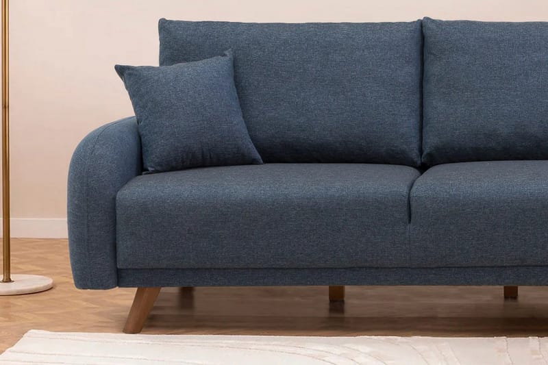 Malkiat 4-seter Høyre L-formet Hjørnesovesofa 125x260 cm med Oppbevaring i Stoff - Blå - Møbler - Sofaer - Sovesofaer - Sovesofa divan