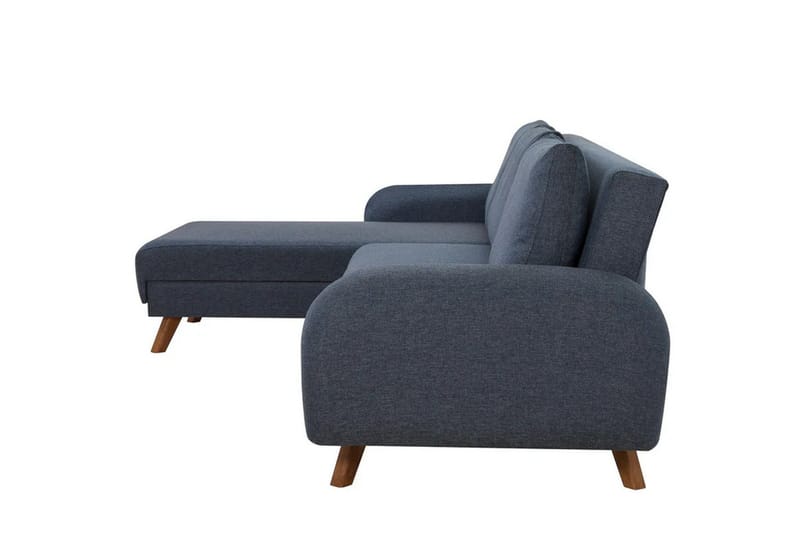 Malkiat 4-seter Høyre L-formet Hjørnesovesofa 125x260 cm med Oppbevaring i Stoff - Blå - Møbler - Sofaer - Sovesofaer - Sovesofa divan