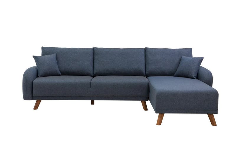 Malkiat 4-seter Høyre L-formet Hjørnesovesofa 125x260 cm med Oppbevaring i Stoff, Blå