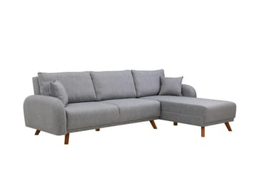 Malkiat 4-seter Høyre L-formet Hjørnesovesofa 125x260 cm med Oppbevaring i Stoff - Grå - Møbler - Sofaer - Sovesofaer - Sovesofa divan