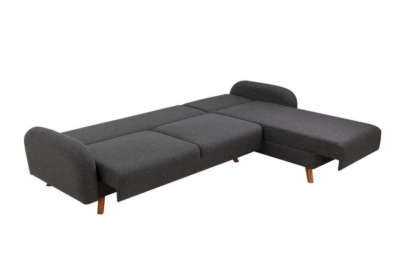 Malkiat 4-seter Høyre L-formet Hjørnesovesofa 125x260 cm med Oppbevaring i Stoff - Grå - Møbler - Sofaer - Sovesofaer - Sovesofa divan