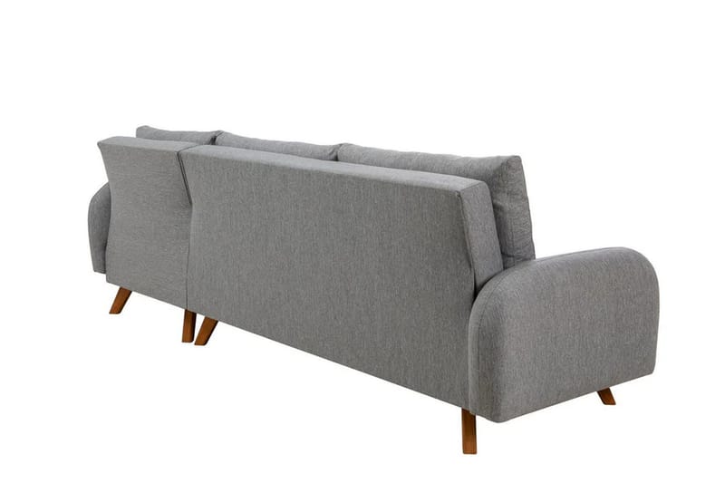 Malkiat 4-seter Høyre L-formet Hjørnesovesofa 125x260 cm med Oppbevaring i Stoff - Grå - Møbler - Sofaer - Sovesofaer - Sovesofa divan