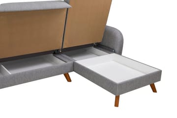 Malkiat 4-seter Høyre L-formet Hjørnesovesofa 125x260 cm med Oppbevaring i Stoff - Grå - Møbler - Sofaer - Sovesofaer - Sovesofa divan
