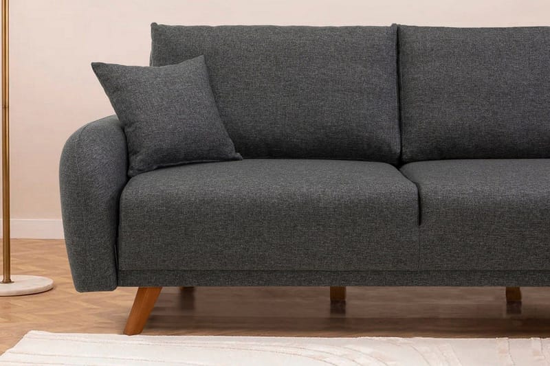Malkiat 4-seter Høyre L-formet Hjørnesovesofa 125x260 cm med Oppbevaring i Stoff - Grå - Møbler - Sofaer - Sovesofaer - Sovesofa divan