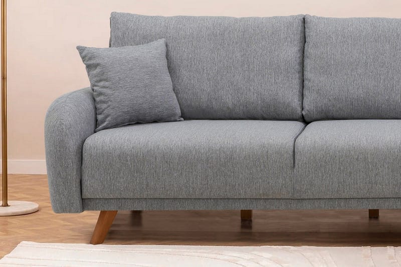 Malkiat 4-seter Høyre L-formet Hjørnesovesofa 125x260 cm med Oppbevaring i Stoff - Grå - Møbler - Sofaer - Sovesofaer - Sovesofa divan