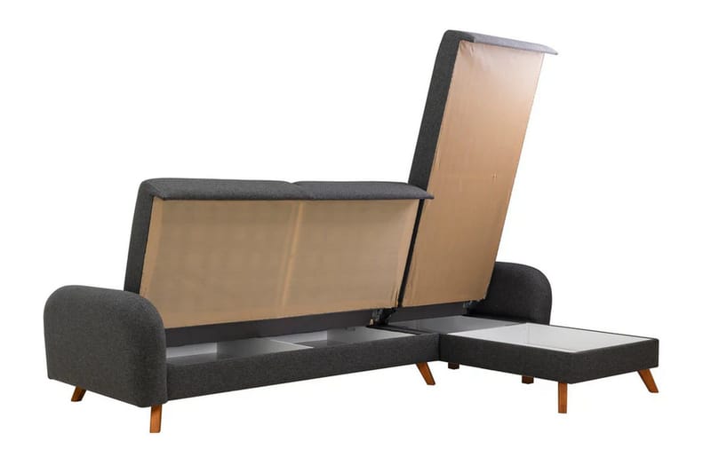 Malkiat 4-seter Høyre L-formet Hjørnesovesofa 125x260 cm med Oppbevaring i Stoff - Grå - Møbler - Sofaer - Sovesofaer - Sovesofa divan