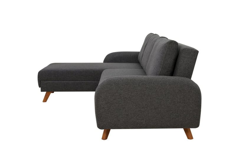 Malkiat 4-seter Høyre L-formet Hjørnesovesofa 125x260 cm med Oppbevaring i Stoff - Grå - Møbler - Sofaer - Sovesofaer - Sovesofa divan