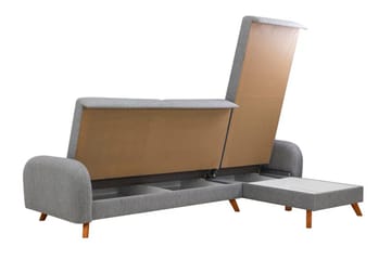 Malkiat 4-seter Høyre L-formet Hjørnesovesofa 125x260 cm med Oppbevaring i Stoff - Grå - Møbler - Sofaer - Sovesofaer - Sovesofa divan