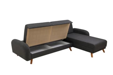 Malkiat 4-seter Høyre L-formet Hjørnesovesofa 125x260 cm med Oppbevaring i Stoff - Grå - Møbler - Sofaer - Sovesofaer - Sovesofa divan