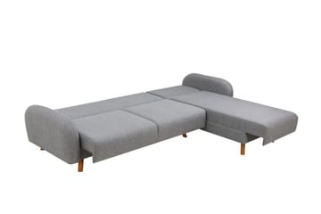 Malkiat 4-seter Høyre L-formet Hjørnesovesofa 125x260 cm med Oppbevaring i Stoff - Grå - Møbler - Sofaer - Sovesofaer - Sovesofa divan