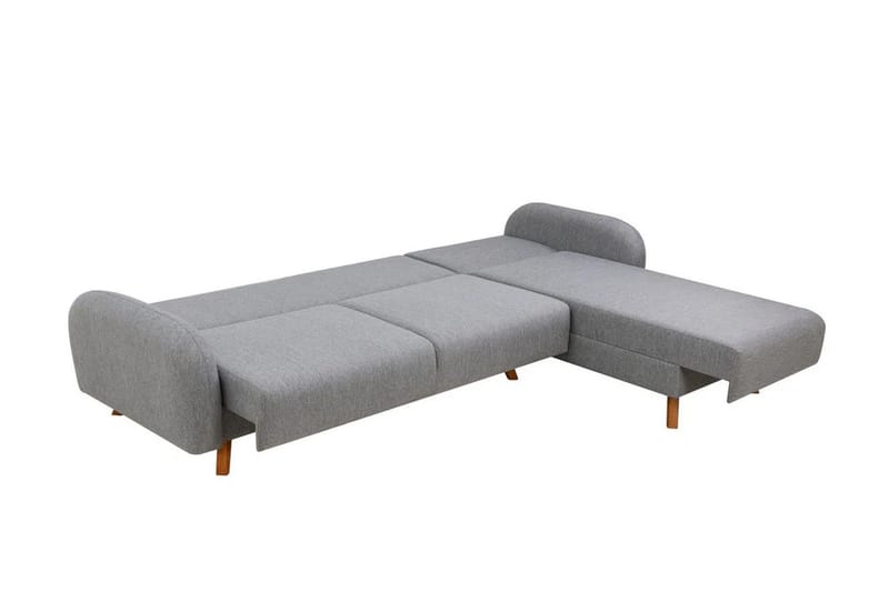Malkiat 4-seter Høyre L-formet Hjørnesovesofa 125x260 cm med Oppbevaring i Stoff - Grå - Møbler - Sofaer - Sovesofaer - Sovesofa divan