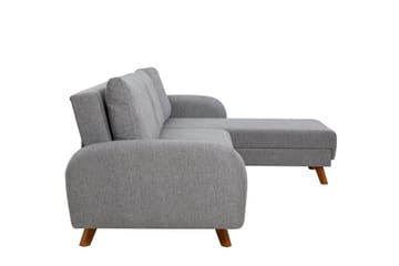 Malkiat 4-seter Høyre L-formet Hjørnesovesofa 125x260 cm med Oppbevaring i Stoff - Grå - Møbler - Sofaer - Sovesofaer - Sovesofa divan