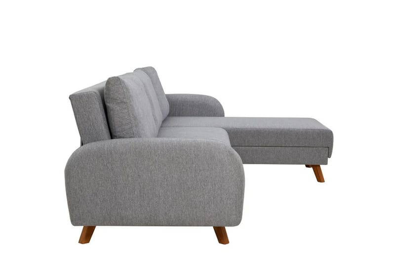 Malkiat 4-seter Høyre L-formet Hjørnesovesofa 125x260 cm med Oppbevaring i Stoff - Grå - Møbler - Sofaer - Sovesofaer - Sovesofa divan