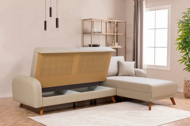Malkiat Hjørnesovesofa - Cream - Møbler - Sofaer - Sovesofaer - Sovesofa divan