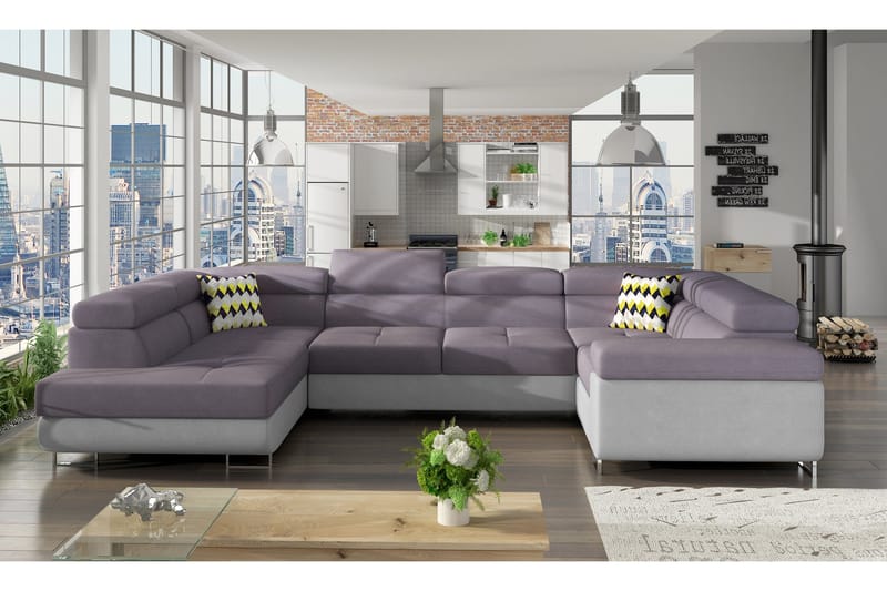 Marcelle Hjørnesovesofa, Lilla/Grå