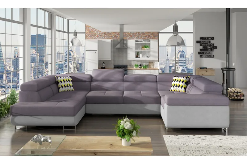 Marcelle Hjørnesovesofa, Lilla/Grå