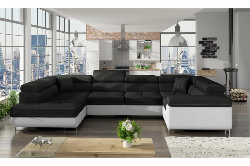 Marcelle Hjørnesovesofa, Svart/Hvit