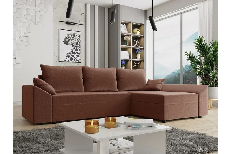 Midfeld 3-sits Hörnbäddsoffa Brown - Møbler - Sofaer - Sovesofaer - Hjørnesovesofa