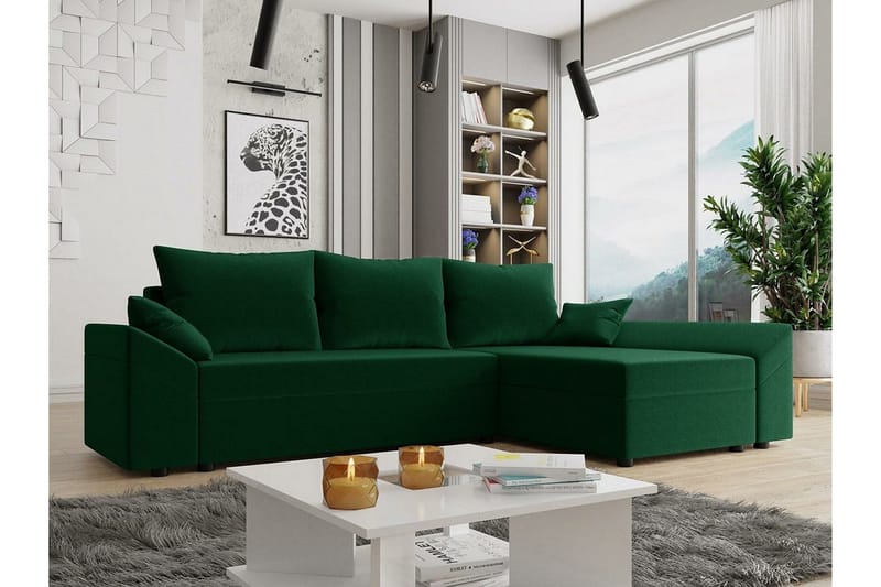 Midfeld 3-sits Hörnbäddsoffa Dark green - Møbler - Sofaer - Sovesofaer - Hjørnesovesofa