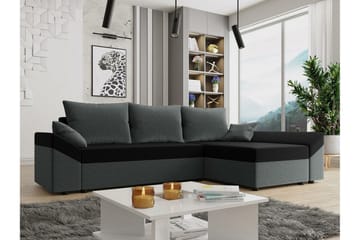 Midfeld 3-sits Hörnbäddsoffa Dark Grey/Black - Møbler - Sofaer - Sovesofaer - Hjørnesovesofa
