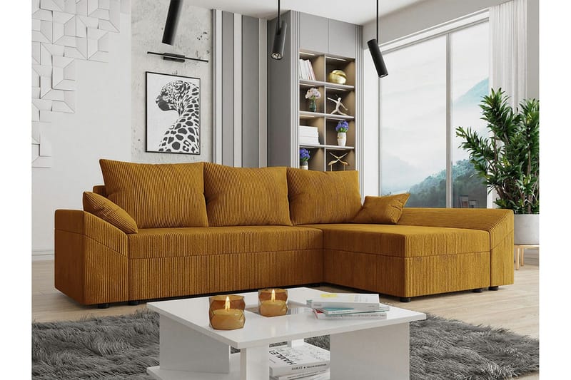 Midfeld 3-sits Hörnbäddsoffa Dark yellow - Møbler - Sofaer - Sovesofaer - Hjørnesovesofa