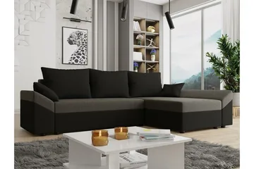 Midfeld 3-sits Hörnbäddsoffa NO_BRAND Black/Brown - Møbler - Sofaer - Sovesofaer - Hjørnesovesofa