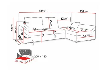 Midfeld 3-sits Hörnbäddsoffa NO_BRAND Black/Brown - Møbler - Sofaer - Sovesofaer - Hjørnesovesofa