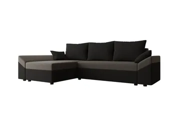 Midfeld 3-sits Hörnbäddsoffa NO_BRAND Black/Brown - Møbler - Sofaer - Sovesofaer - Hjørnesovesofa