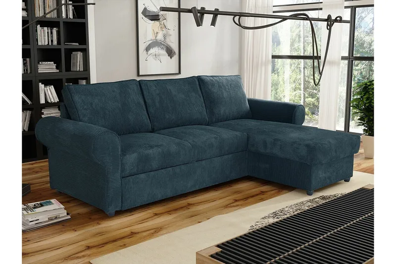 Midfeld 3-sits Hörnbäddsoffa NO_BRAND Dark blue - Møbler - Sofaer - Sovesofaer - Sovesofa divan