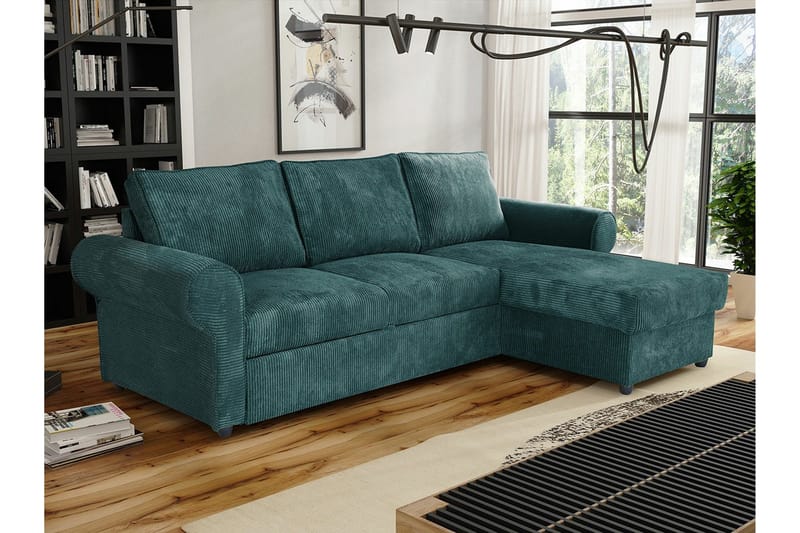 Midfeld 3-sits Hörnbäddsoffa NO_BRAND Dark Turquoise - Møbler - Sofaer - Sovesofaer - Sovesofa divan