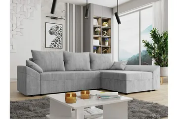 Midfeld 3-sits Hörnbäddsoffa NO_BRAND Ljusgrå - Møbler - Sofaer - Sovesofaer - Hjørnesovesofa