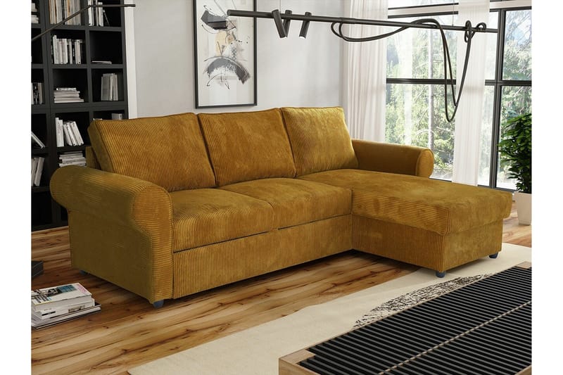 Midfeld 3-sits Hörnbäddsoffa NO_BRAND Mustard yellow - Møbler - Sofaer - Sovesofaer - Sovesofa divan